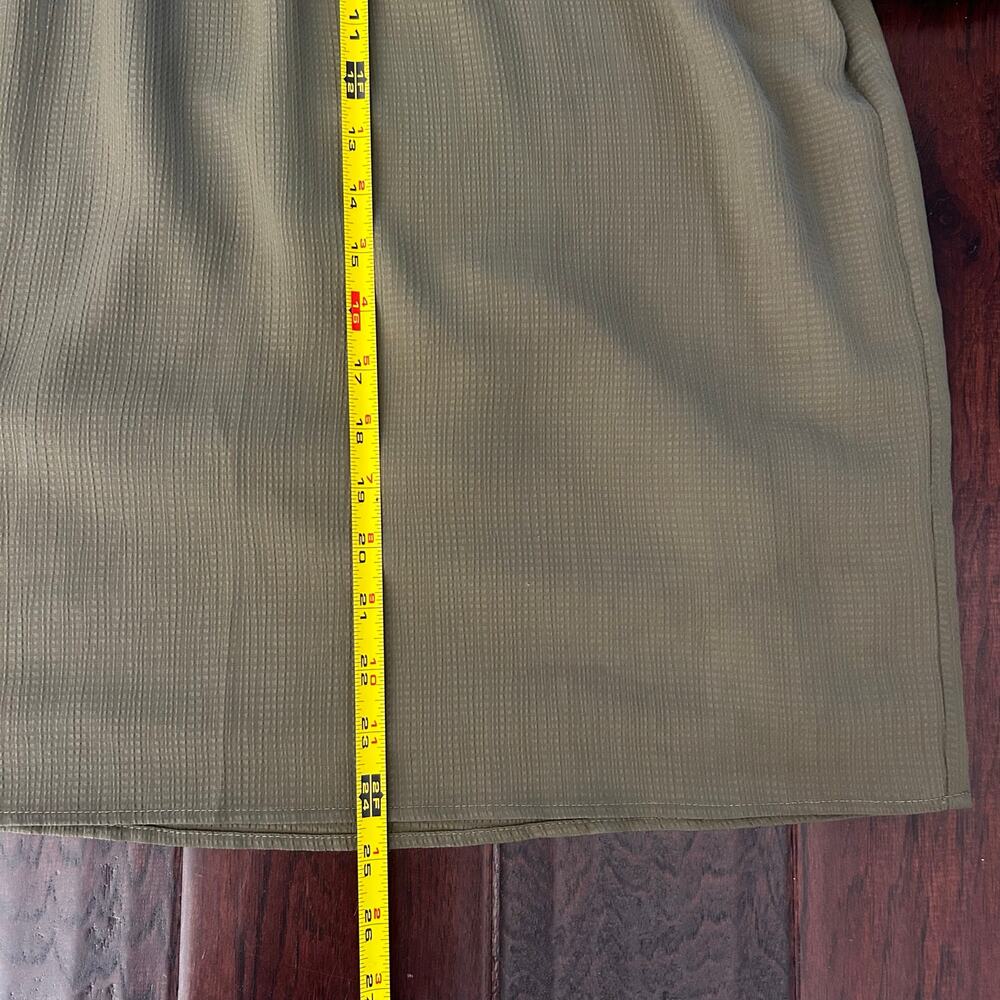 Calvin Klein Olive Green balloon sleeve blouse Women size L flowy office Career - Picture 6 of 7